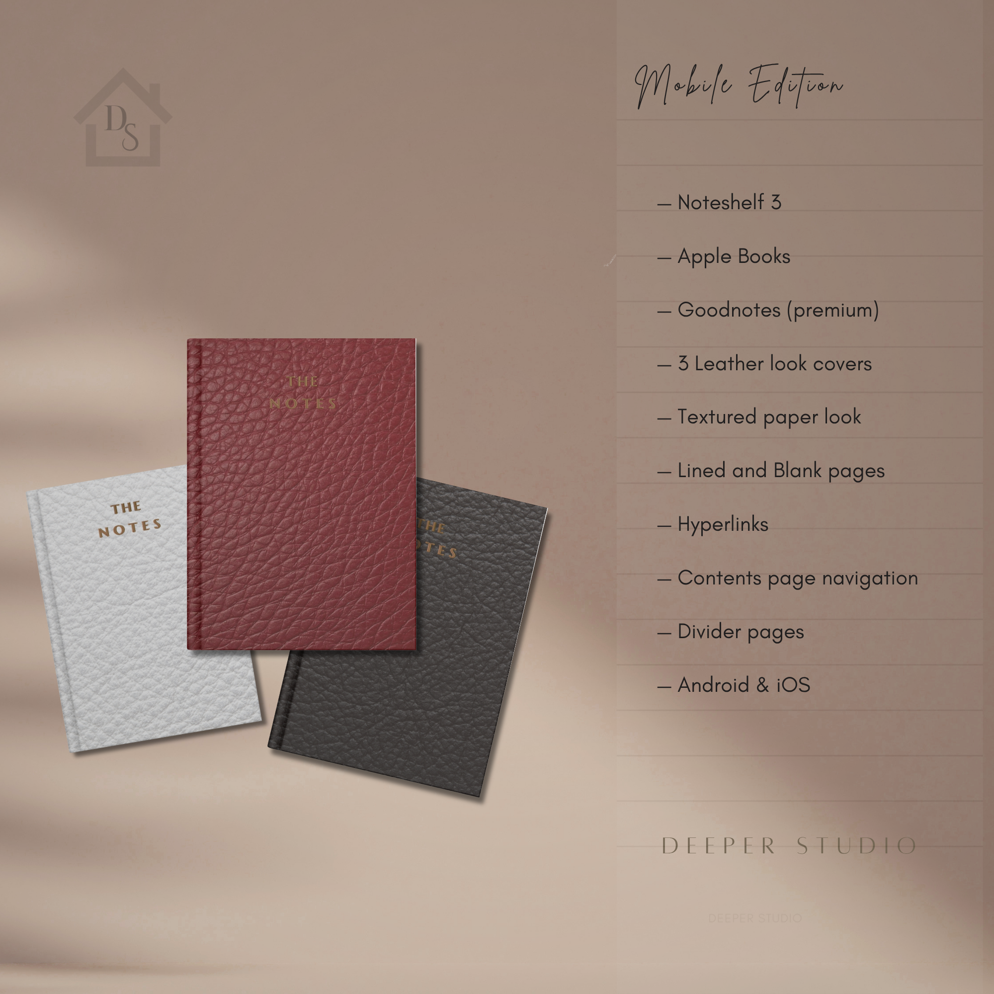 The Notes - Mobile Edition | Dark Cherry | Digital Notebook