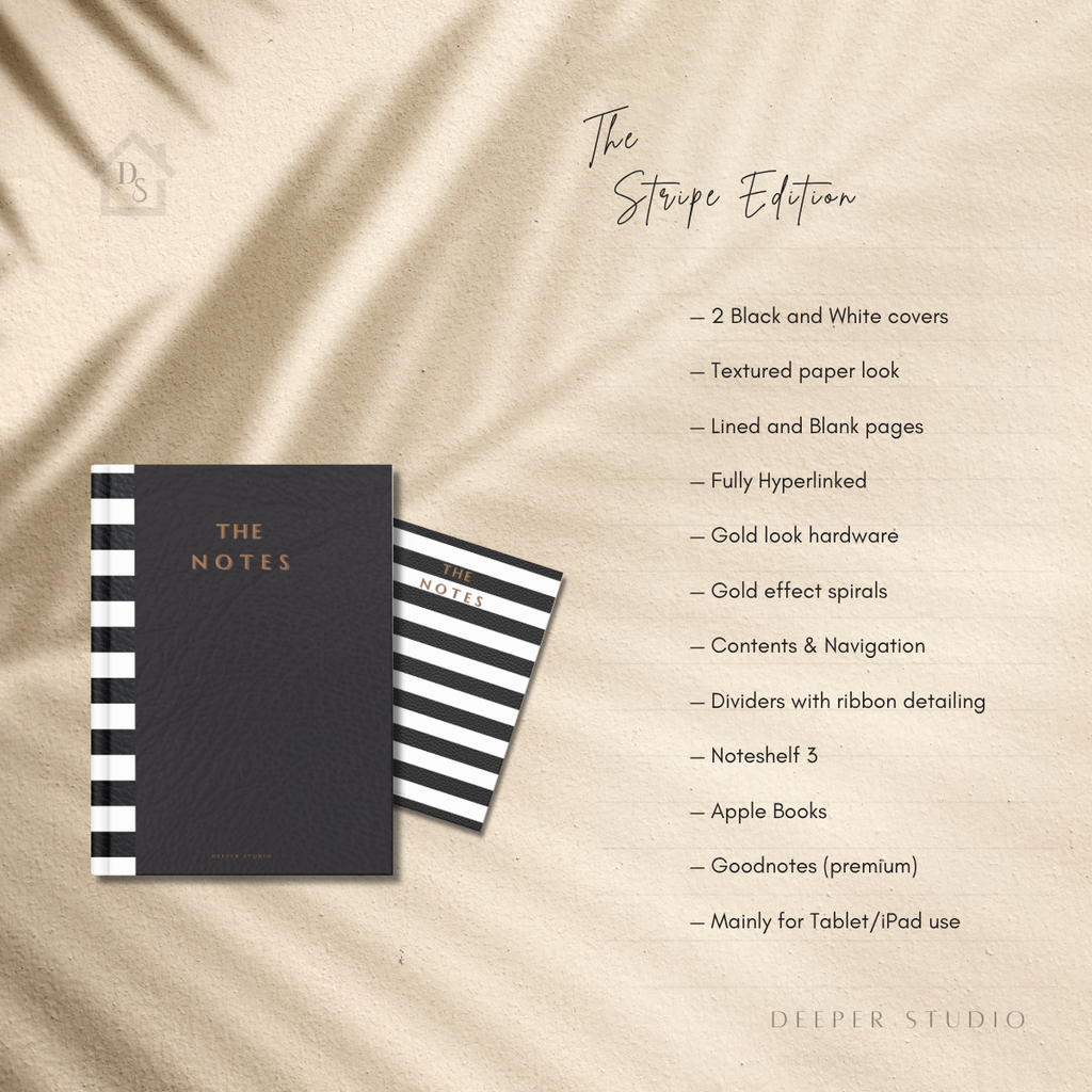 The Notes - The Stripe Edition | Black | Digital Notebook | Tablet | Limited Edition